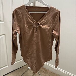 Abercrombie & Fitch Tan Long Sleeve Bodysuit